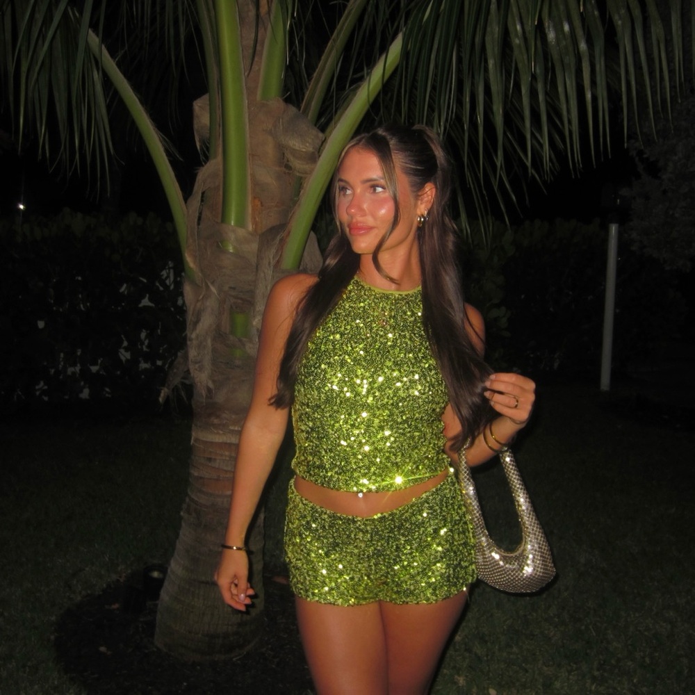 Peppermayo Green Sequin Two-Piece Set